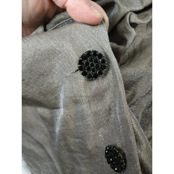 Adrianna Panel Evening Essentials Metallic Taupe Runched Collar Timeless Jacket. - Picture 11 of 14